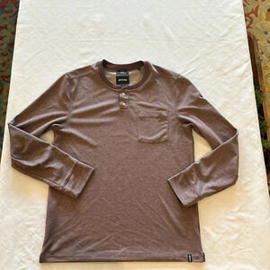 Prana Brown Long Sleeve Henley Shirt